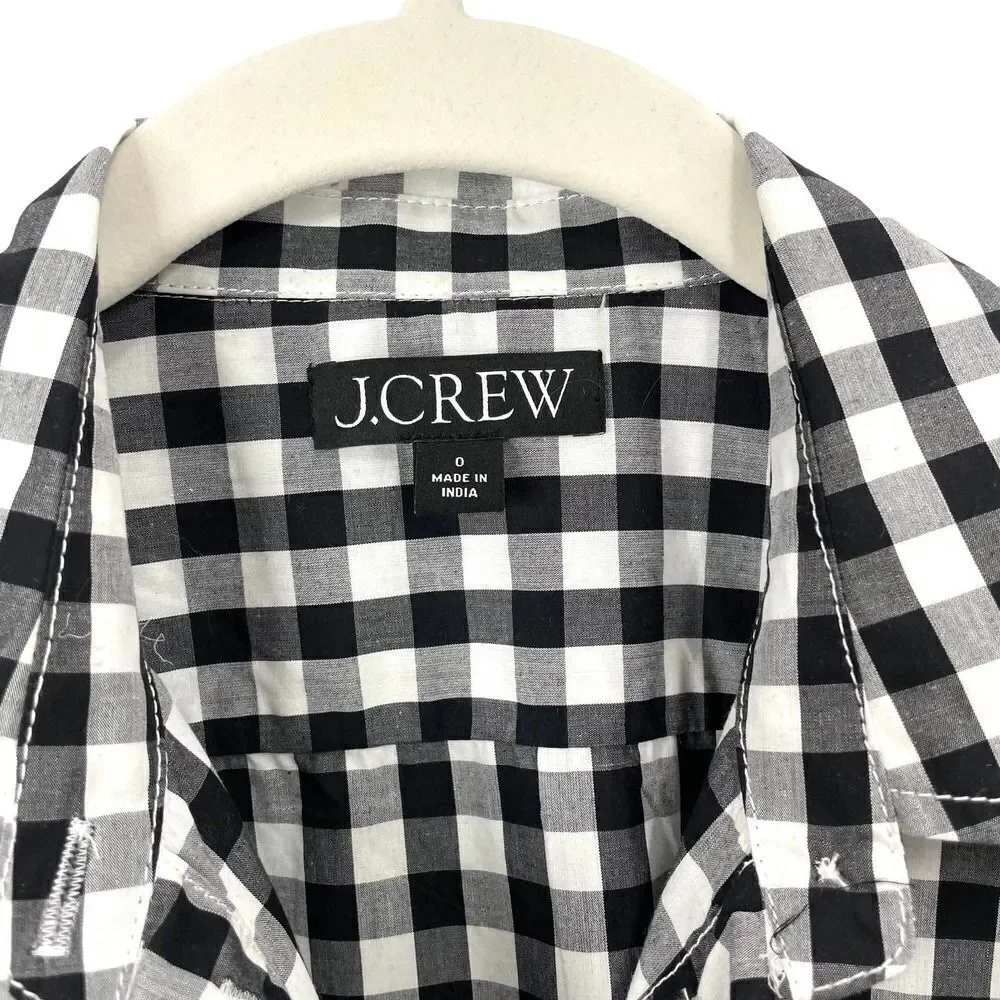 J. Crew Garçon shirt‎ in gingham cotton poplin Sz 0 BP610 black white